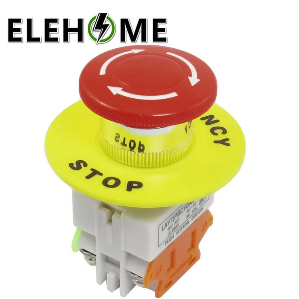 

Red Mushroom Cap 1NO 1NC DPST Emergency Stop Push Button Switch 660V 10A Switch Equipment Lift Elevator Latching Self Lock XF30