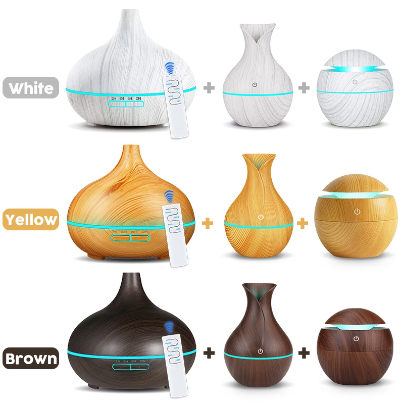  3pcs /set Aroma Essential Oil Diffuser Ultrasonic Cool Mist Humidifier Air Purifier 7 Color Change 