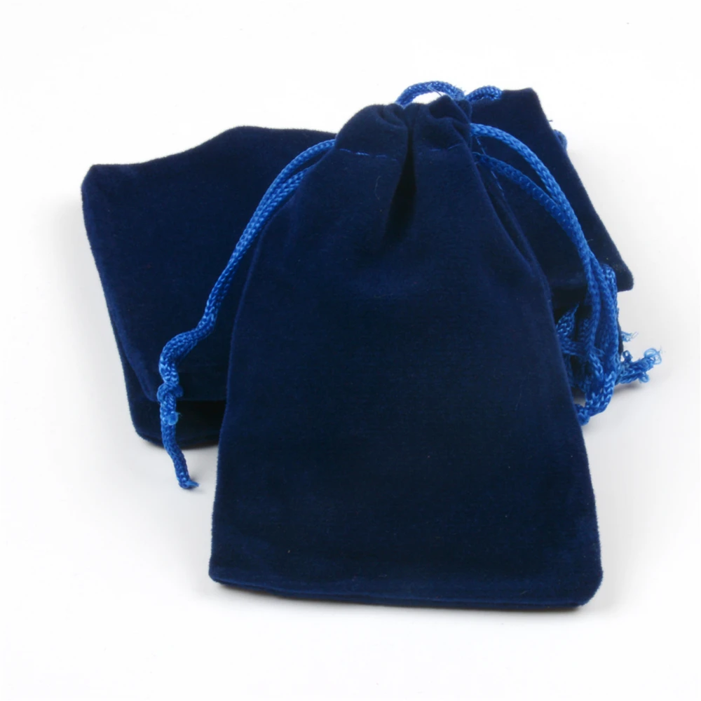 12 BLUE GIFT Drawstring Bags 2-1/2" x 3" Flocked Velveteen Pouch for Small Gifts 