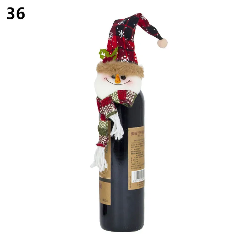 Noel новейшая Рождественская Крышка для бутылки вина Санта Клаус рождественские украшения для дома натальный Ужин Декор подарок на год - Цвет: 36-snowman