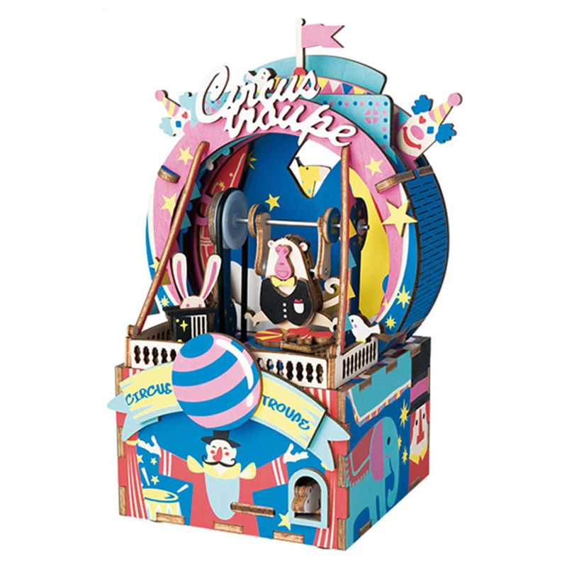 

Robotime Wooden Model Building Kits Toy DIY 3D Puzzle Circus Amusement Park Wooden Music Box Crafts Kids Toys Gift