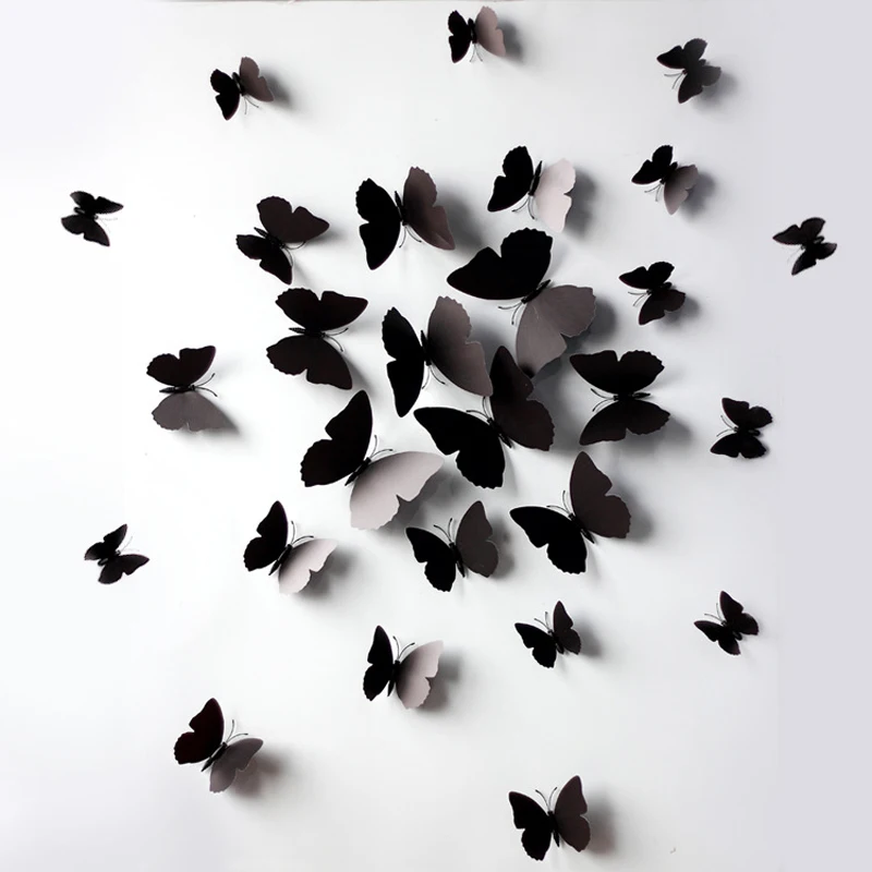 

60pcs/lot Colorful 3D Butterfly Fridge Magnets Wall Sticker Mixed Size Curtain Home Decoartion Wedding Room Deco Party Supplies