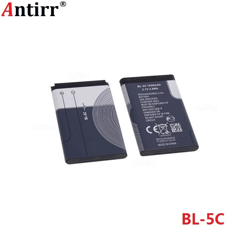 

Antirr Original 1020mAh BL-5C Mobile Phone Replacement Battery BL5C BL 5C For Nokia 1100 n91 Li-ion 3.7V Rechargeable Batteries