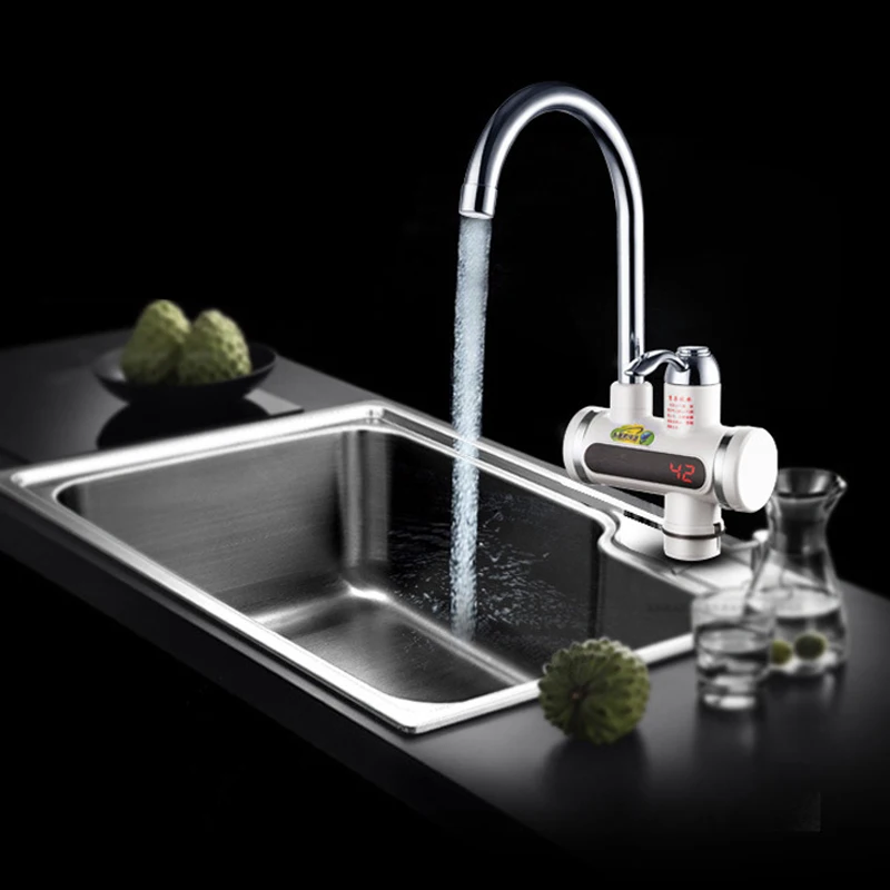 3000W Instant Electric Water Heater Faucet Kitchen Tap Hot Water Heating Cold Faucet Tankless Instantaneous Water Heater EU Plug (6)