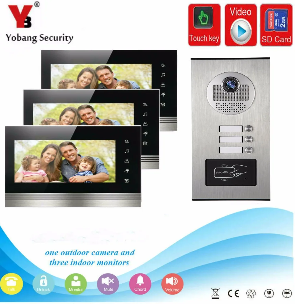 

YobangSecurity Video Door Phone 7"Inch Video Doorbell Door Intercom RFID Access Control With Video Recording Take Photo Function