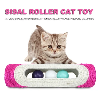 

Cat Toy Pet Cat Kitten Kitty Toy Rolling Sisal Scratching Post with Trapped Ball Training Toys for Cat Pet Products Cat Toys