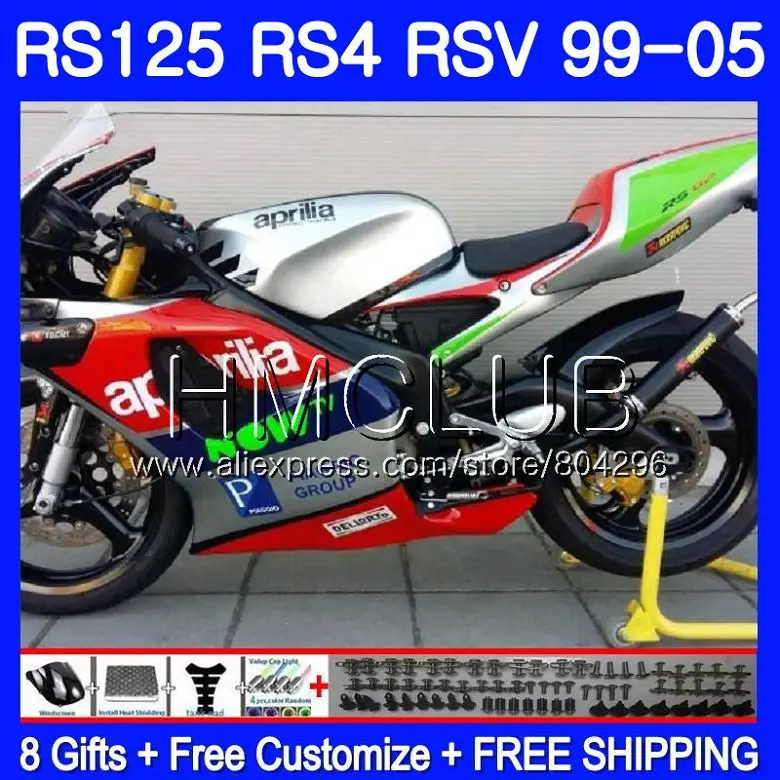 

RS4 For Aprilia RS 125 99 00 01 02 03 04 05 122HM.24 RSV125R RS-125 RSV125 R 1999 2000 2001 2002 2003 2005 Fairings Matte red