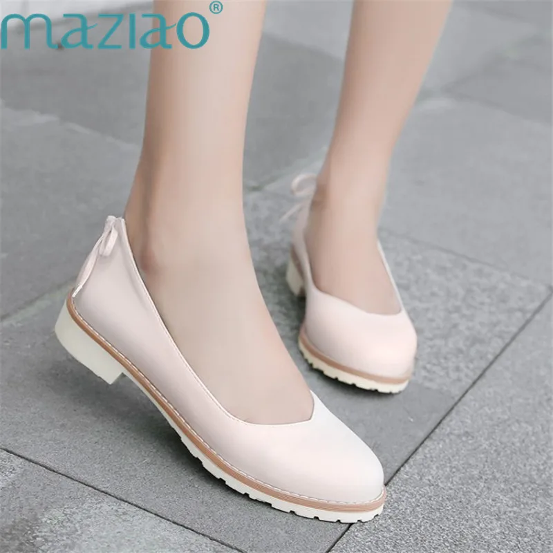 

Female Shoe Round Head Pure Colour Bowknot Decorate Low Heel Sweet Comfortable Shoes Woman Platform Autumn MAZIAO