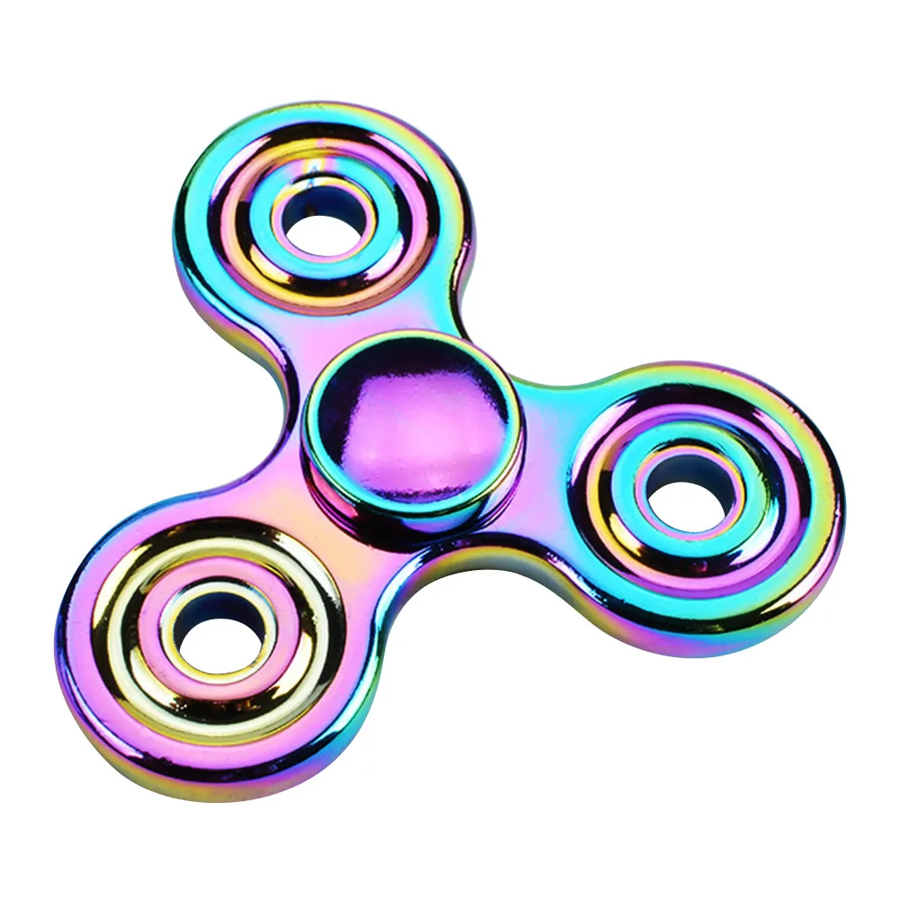 

Stress Spinner Rainbow Color Tri-Spinner Fidget Toy Hand Spinner For Autism and ADHD Rotation handspinner EDC Gyroscope #FO