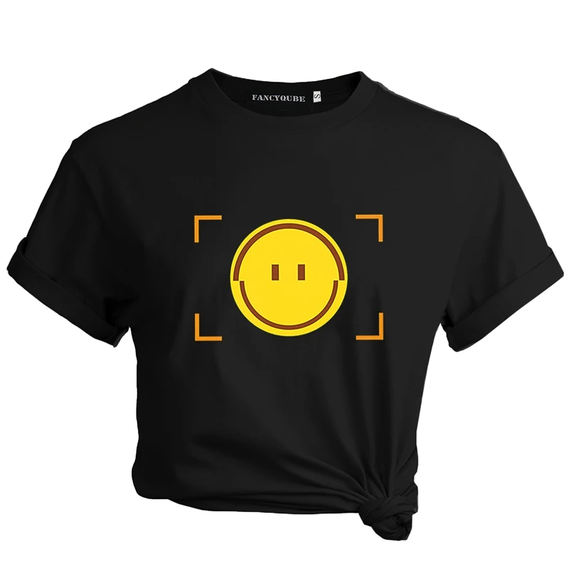 Smiley T Shirt Short Sleeve Women's T-shirts 2019 New 3d Printer O-neck Cotton T Shirts Smiley T Shirt Short Sleeve Women's T-shirts 2019 New 3d Printer O-neck Cotton T Shirts