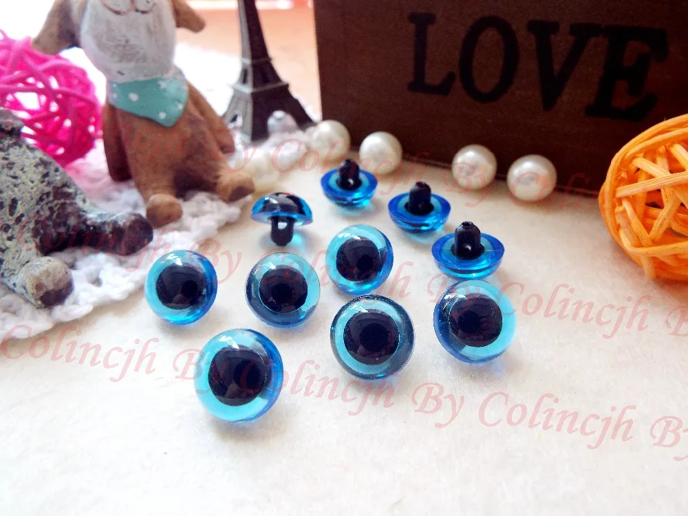 50pairs/lot 9mm/10.5mm/12mm Safety Eyes For Amigurumi Blue Colorsafety