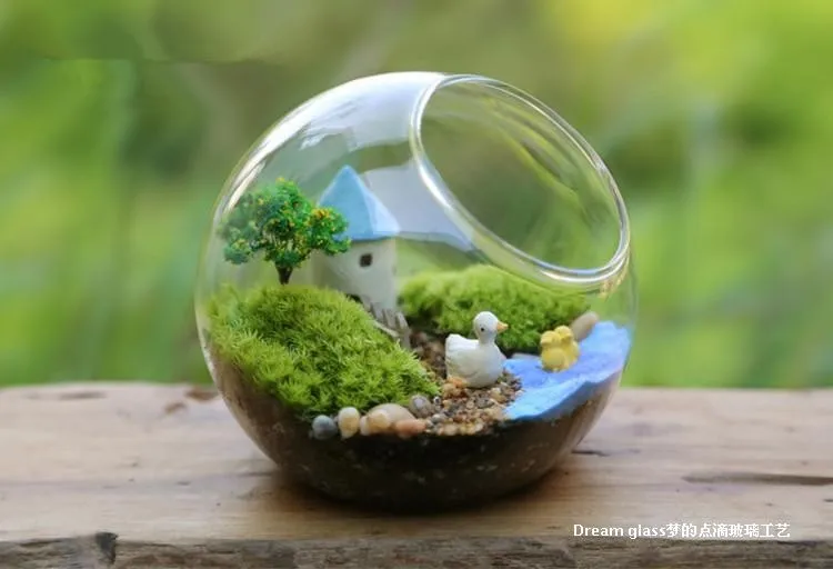 Hot sale! 12 cm Dia glass vase,Round glass wedding vase Handmade