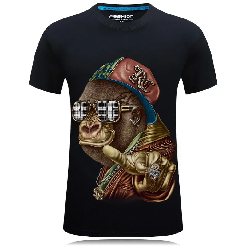 

YZ Big Size 2019 Men's T-shirt S-6XL 3d Print Hip Hop Monkey Short Sleeve Loose Round Neck Short Sleeve Men's T-shirt