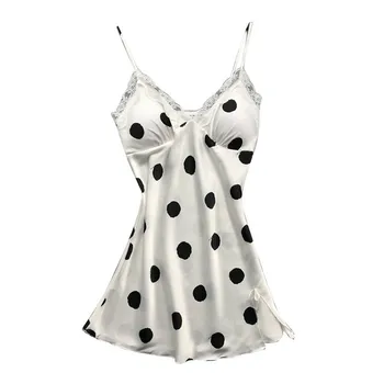 

Womens Sexy Satin Sling Lace Dot Sleepwear Lingerie Nightwear Nightdress Sleepwear Femme De Nuit Camisola Da Mulher Da Noite E1