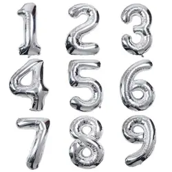 40/32 дюйма номер Серебристые шары для С Днем Рождения шары Decoracion душа ребенка мальчик