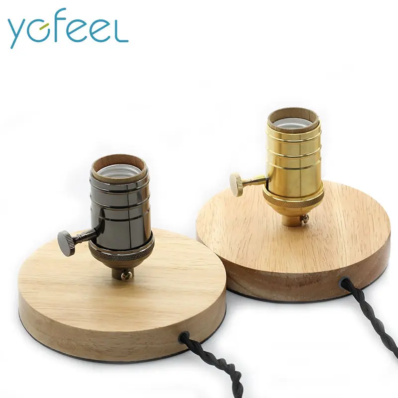 [YGFEEL] Vintage Solid Wood Table Lamps Industry Retro Pure Copper Lamp
