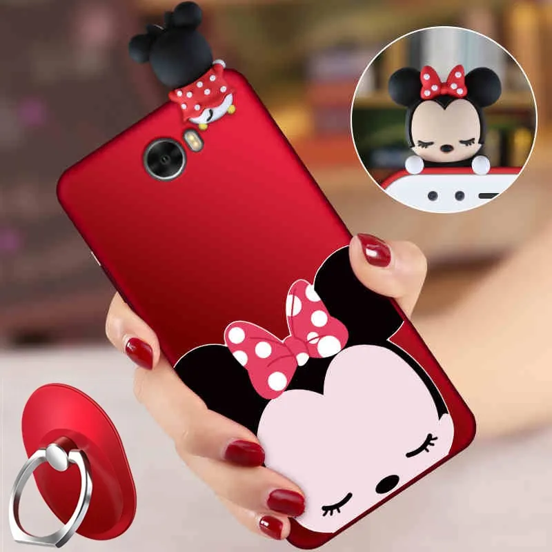 3D cartoon Minnie mickey smile cat with rope and stand holder Soft Silicon Case For Huawei Honor 5 Play |