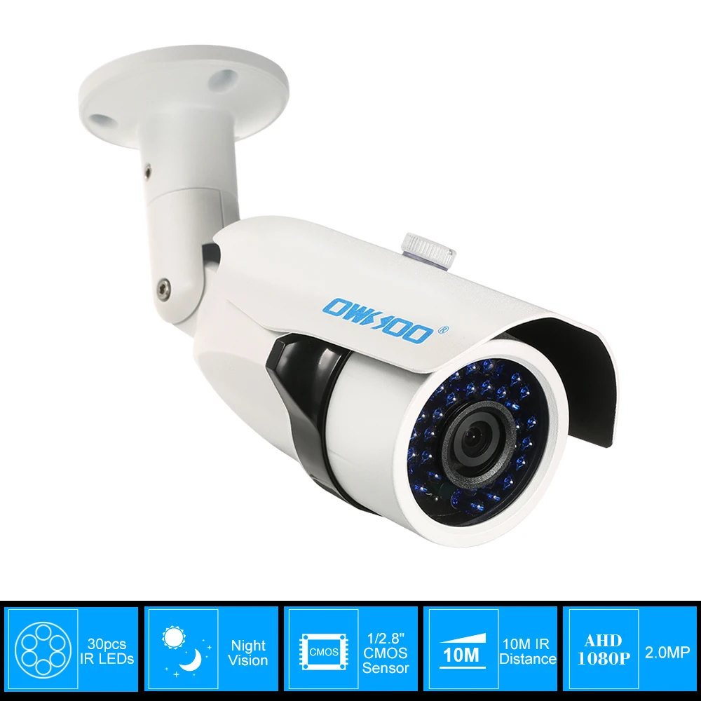 

OWSOO HD 1080P AHD Bullet CCTV Camera 2.0MP 1/2.8" CMOS 30PCS LEDs IR Waterproof Outdoor Security Camera IR-Cut Night Vision