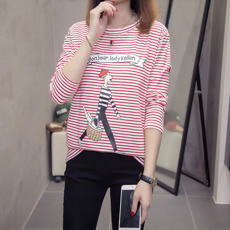 

Striped Women Solid Casual Cute Long Sleeve O-Neck Summer T shirt Women 2019 New Couple Shirt Best Friends Forever Plus Size