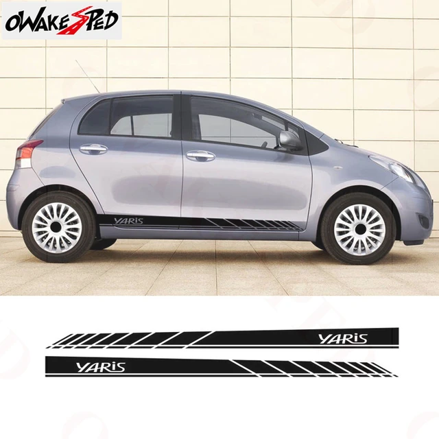 Racing Lattices Stripes Car Door Side Skirt Stickers For Toyota Vitz Yaris 2007 2016 Sport