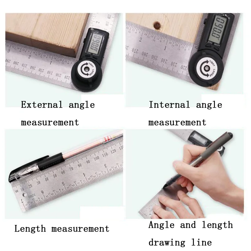 2 в 1 цифровая линейка 360 градусов 200 мм Цифровой угломер и уровень гониометра измерительный инструмент Электронный