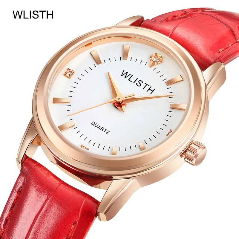 

New WLISTH Women Watch Waterproof Leather Quartz Wristwatch Ladies Dress Rhinestone Watches Woman Reloj Mujer Montre Femme 2019