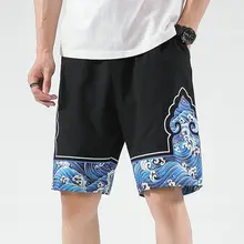 Летние повседневные хлопковые шорты в китайском стиле мужские высотой до колена с вышивкой мужские пляжные шорты