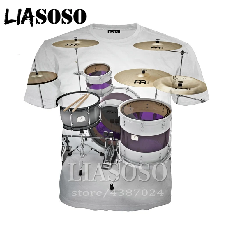 LIASOSO модная футболка 3d принт барабанная установка Топ Костюм Рок t Мужчины wo Мужская Уличная одежда с мотивами из аниме футболка Harajuku рубашки с коротким рукавом E350 - Цвет: 14
