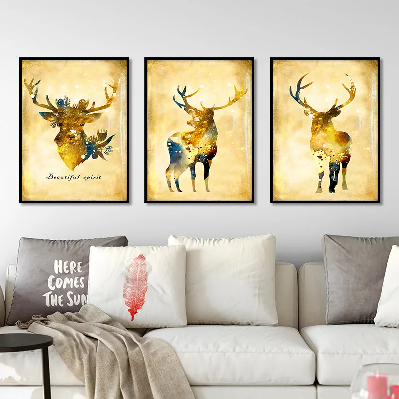 

Hot sale Nordic style Minimalism deer Antler Letter Art Canvas Poster and Print Canvas Painting Decorative Wall Decor P0074