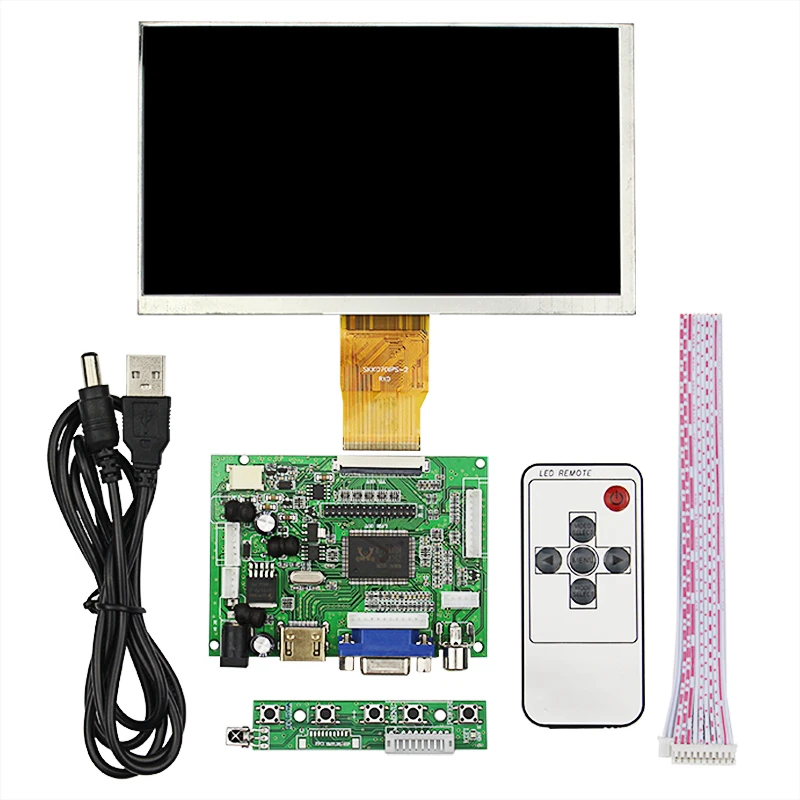 7 дюймов Raspberry Pi 4 Модель B ЖК-дисплей TFT 1024*600 экран+ плата драйвера HDMI VGA+ держатель+ пульт дистанционного управления для Pi 4B/3B+/3B