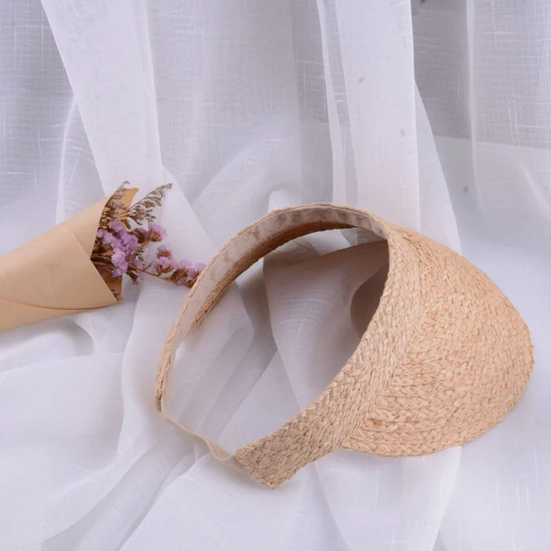 raffia hat straw visor womens summer hats womens straw sun shats (7)