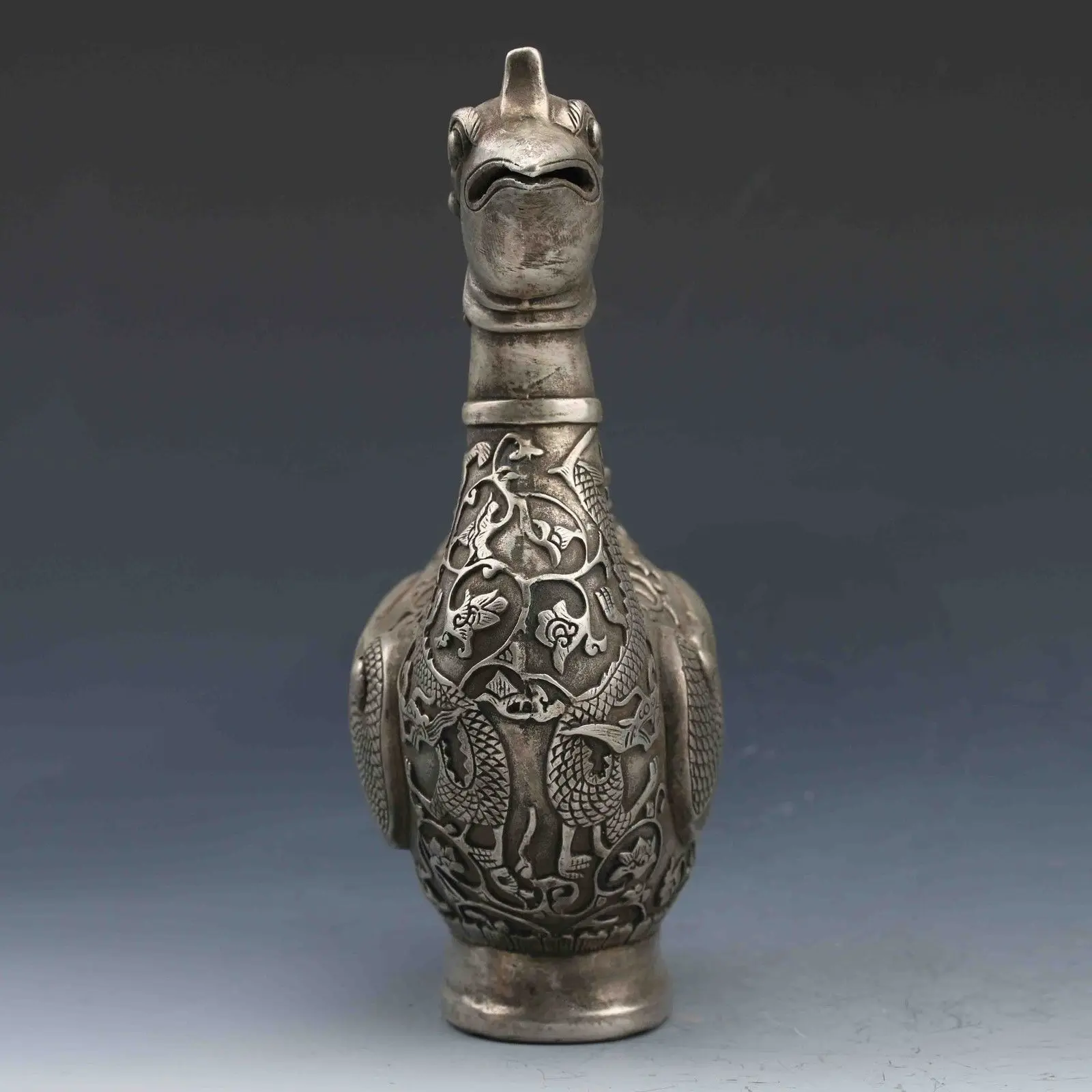 

Collectible Miao Silver Hand-Carved Phoenix Teapot Qianlong Mark