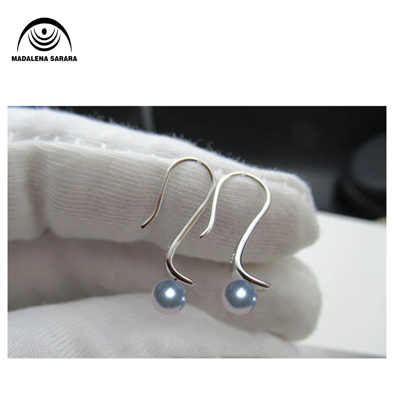 Серьги гвоздики из серебра 925 пробы с пресноводным жемчугом MADALENA SARARA AAA 7 8