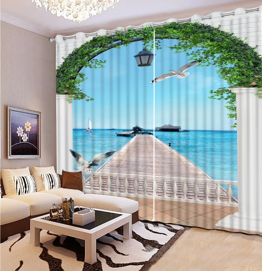 

Custom curtains europe style arched door curtains for living room 3d custom curtains