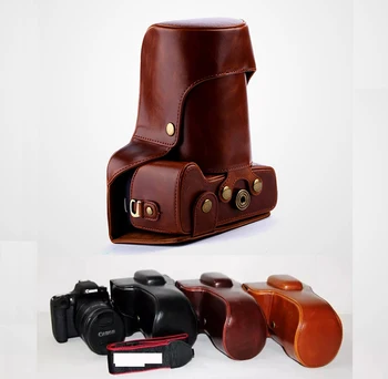 

New Pu Leather Camera Bag Case For Canon Rebel EOS 100D Camera Bag Black coffee brown
