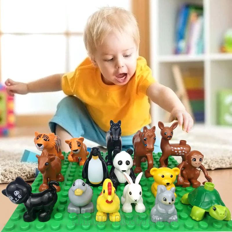 Одиночная распродажа модель серии Duplo фигурки животных большие строительные