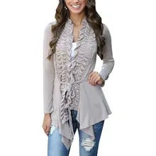 Fashion Women Coat Elegant Irregular Hem Milk Fiber Cardigan Long Jacket