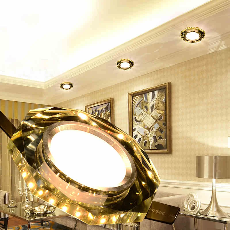 Laimaick Хрустальный потолочный светильник 5 Вт, современный светодиодный светильник с кристаллами, светильник для коридора, крыльца, светильник для зала, угловой светильник