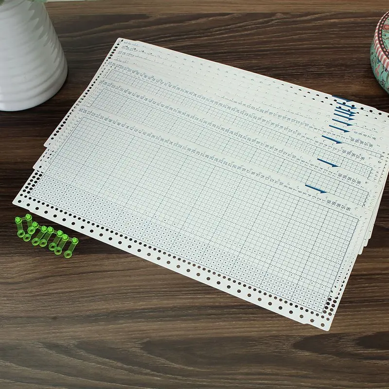 

10sheets 24 Stitch Punch Card + 4 Clips for Brother Knitting Machines KH860 KH260 Punch Cards DIY Sweater Hand Crafts Accessory