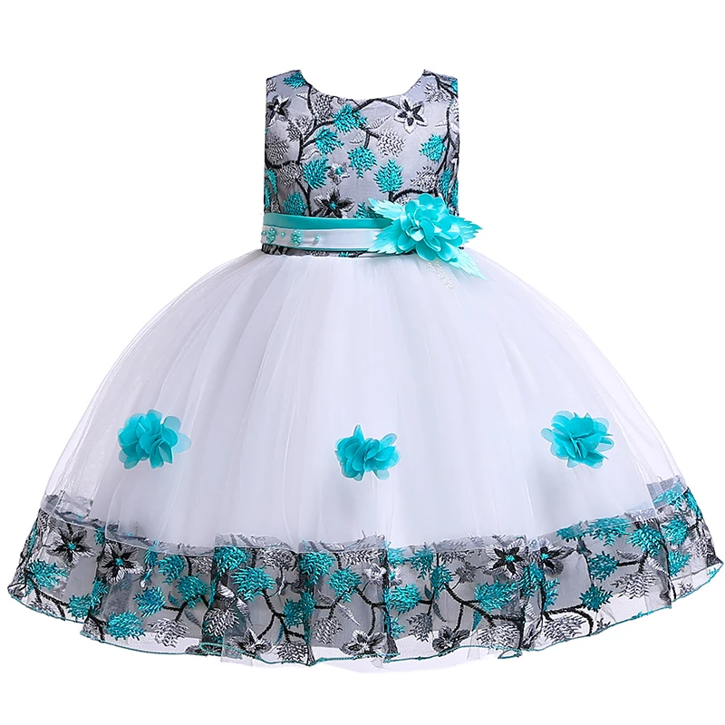 

Summer Girls Clothes Dress Children Princess Evening Dress Wedding Party Tutu Sleeveless Embroidered Children Dress High Quality