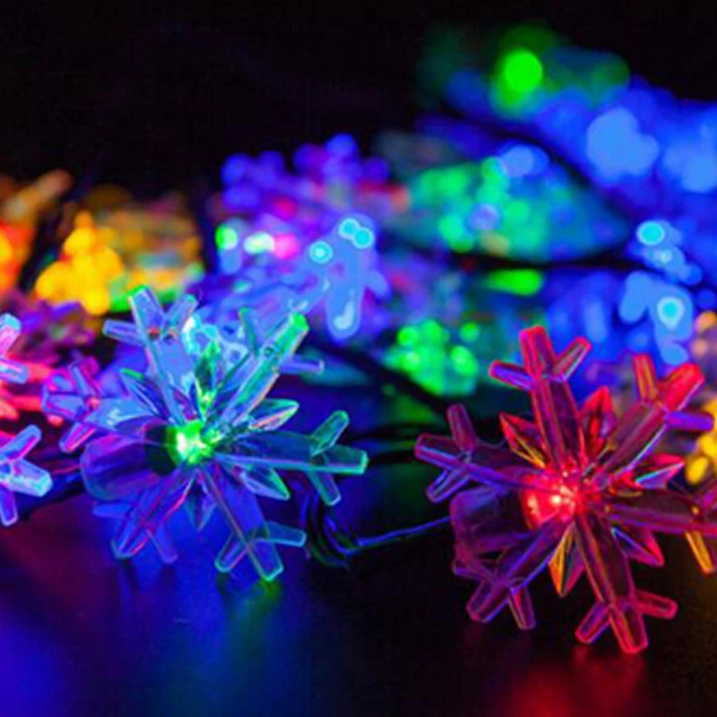 Levou ao ar Floco de Neve Seqüência de Luz Luzes de Natal em Casa Decoração do Partido Livre Solar - 30 Levou Flasher Luzes Luz 5 m 12 M 30 Floco De Neve LEVOU Flasher