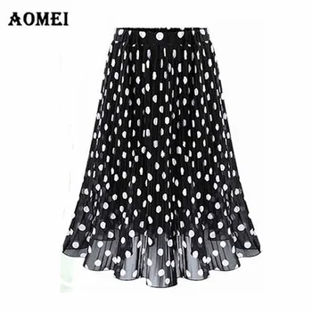 

Women Polka Dot Skirt Chiffon High Waist A Line Midi Skirts Sweet Girls Classy Casual Summer Elegant Jupes Female faldas Saias
