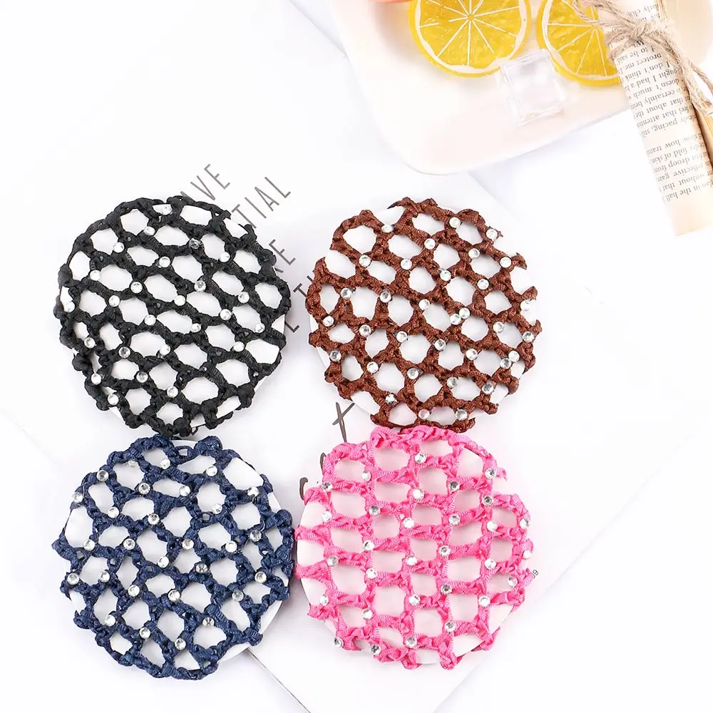 

Mesh Hair Rope Women Hair Bun Cover Snood Pearl Ballet Dance Skating Net Skating Crochet Hair Accessories Headwear for Woman