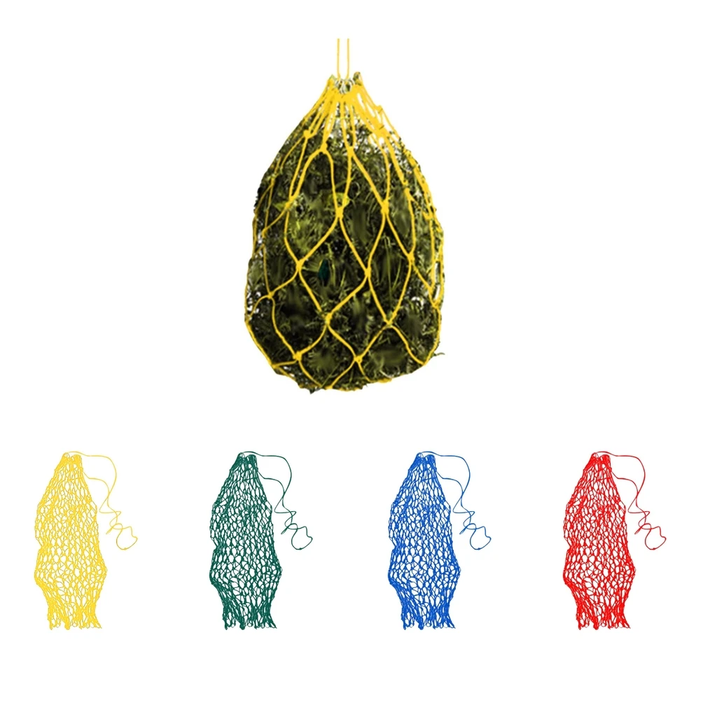 Knotted Nylon Rope Slow Feed Hay Net Bag Horse Feeder Drawstring