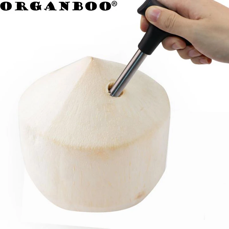ORGANBOO 1PC Black Coconut Opener Tool Coco Water Punch Tap Drill Straw
