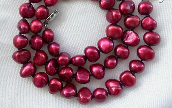 

Jewelr 005264 stunning baroque wine red freshwater cultured pearl necklace 2pc