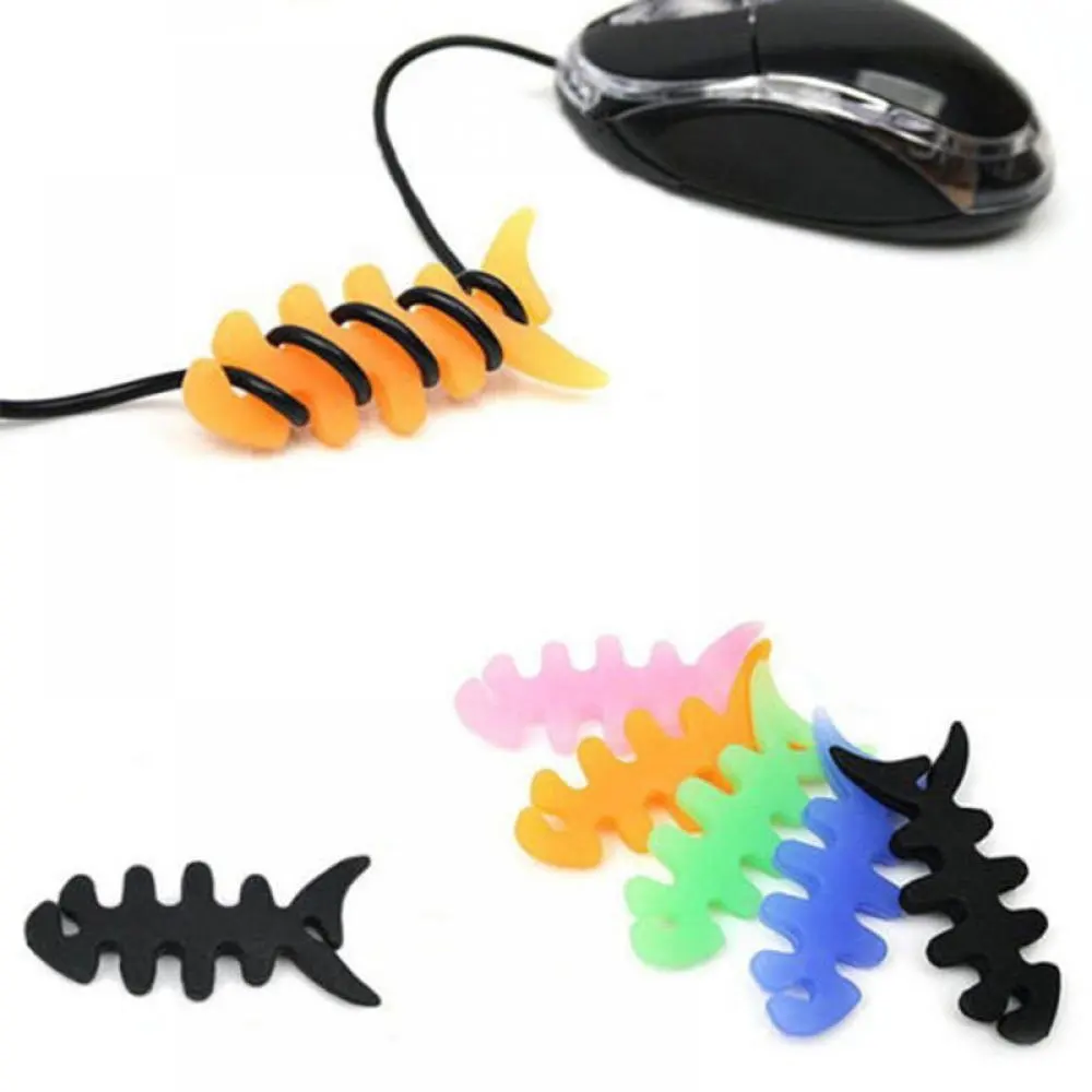 ONE Silicone FishBone Headphone Cord Wire Cable Organizer Holder Wrap Winde HS 