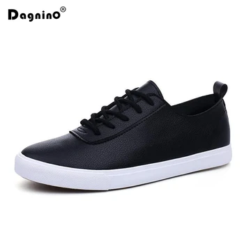 

DAGNINO Spring Autumn Retro High Quality Comfortable Casual Shoes Men Breathable PU Leather White Black Lace Up Flats Loafers