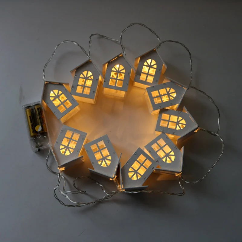 LED Garland Wood House String 1.5m 10LEDs Room Decor Lamp Wedding Party Holiday Fairy Lights Novelty Night Light Lamp|Светодиодная