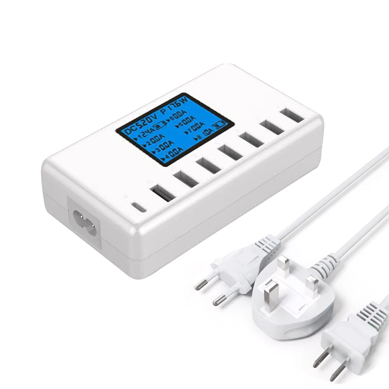 

INGMAYA Smart USB Charger 8 Ports 5V8A LCD Display USB-C Charging Station For iPhone Samsung Huawei Nexus Mi Type C AC Adapter